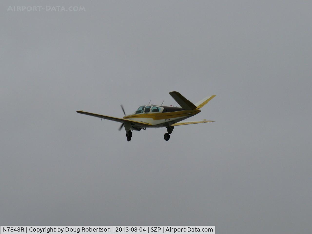 N7848R, 1968 Beech V35A Bonanza C/N D-8904, 1968 Beech V35A BONANZA, Continental IO-550 300 Hp upgrade, takeoff climb Rwy 22