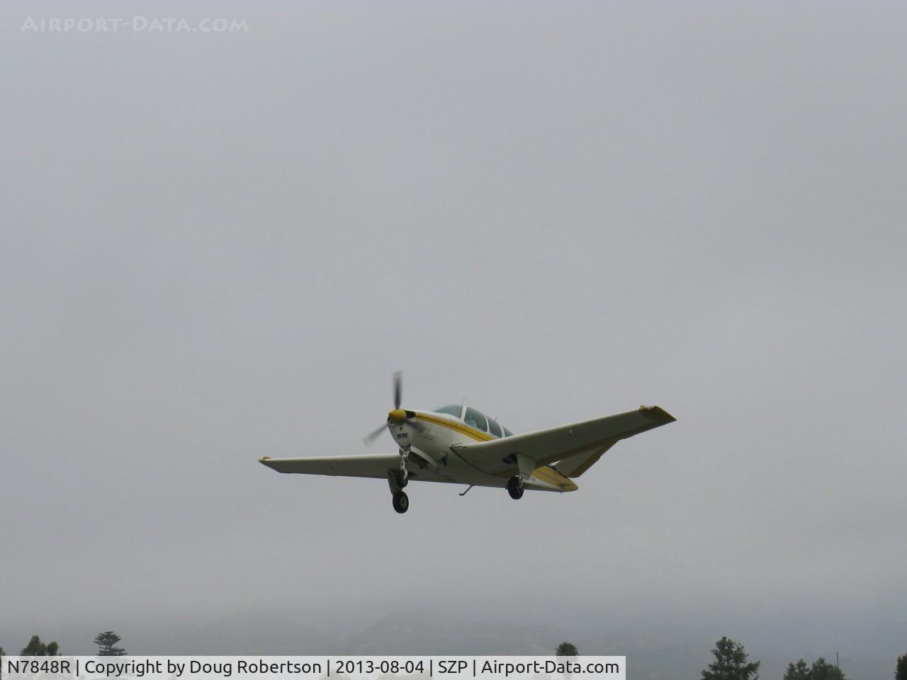 N7848R, 1968 Beech V35A Bonanza C/N D-8904, 1968 Beech V35A BONANZA, Continental IO-550 300 Hp upgrade, takeoff climb Rwy 22