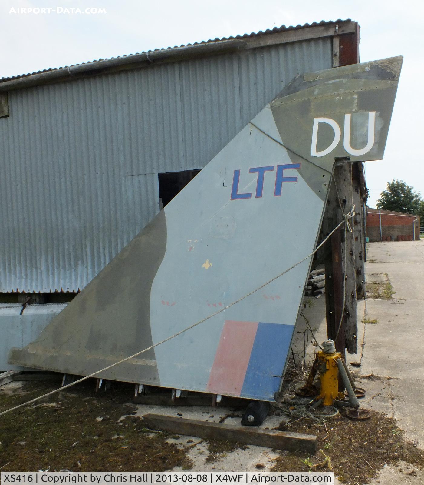 XS416, 1962 English Electric Lightning T.5 C/N 95001, Tail fin off English Electric Lightning T.5 XS416 stored on a farm a few miles south of RAF Coningsby