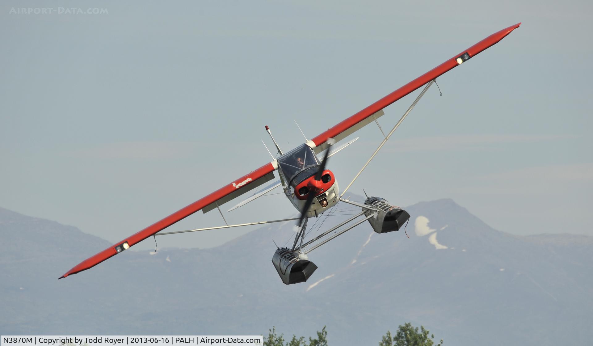 N3870M, 1947 Piper PA-12 Super Cruiser C/N 12-2789, Landing at Lake Hood