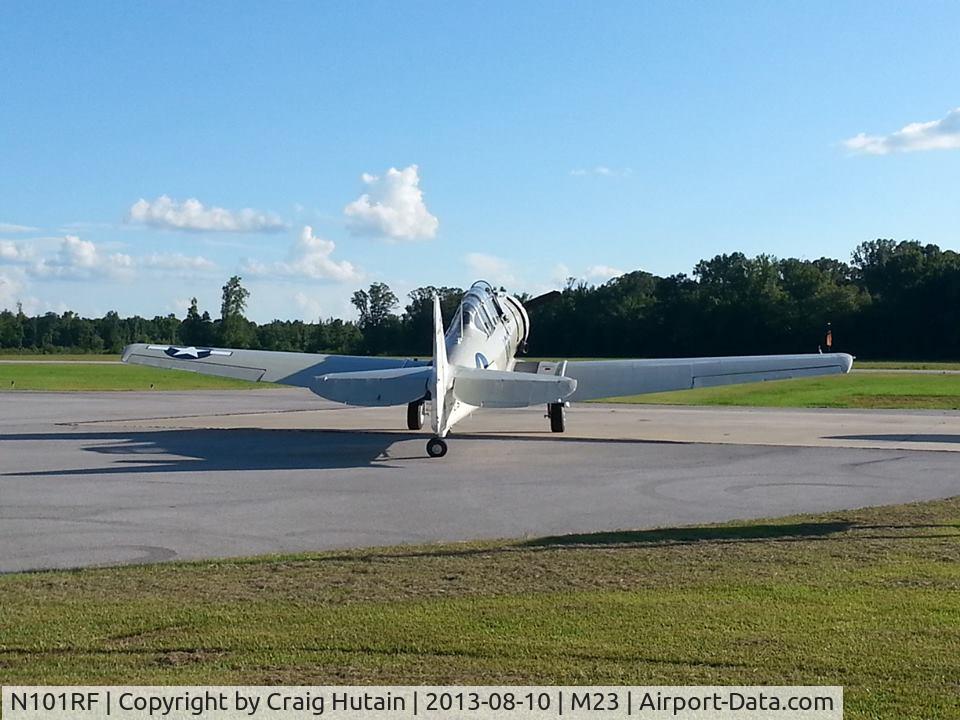 N101RF, 1942 North American SNJ-5 Texan Texan C/N 90649, Taking the recently repainted plane to it's new owners in Pennsylvania.  What a beautiful plane!