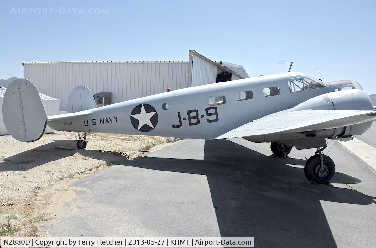 N2880D, 1943 Beech SNB-1 (C-45) Kansan C/N 3658 (39926), At Hemet - Ryan Field , California