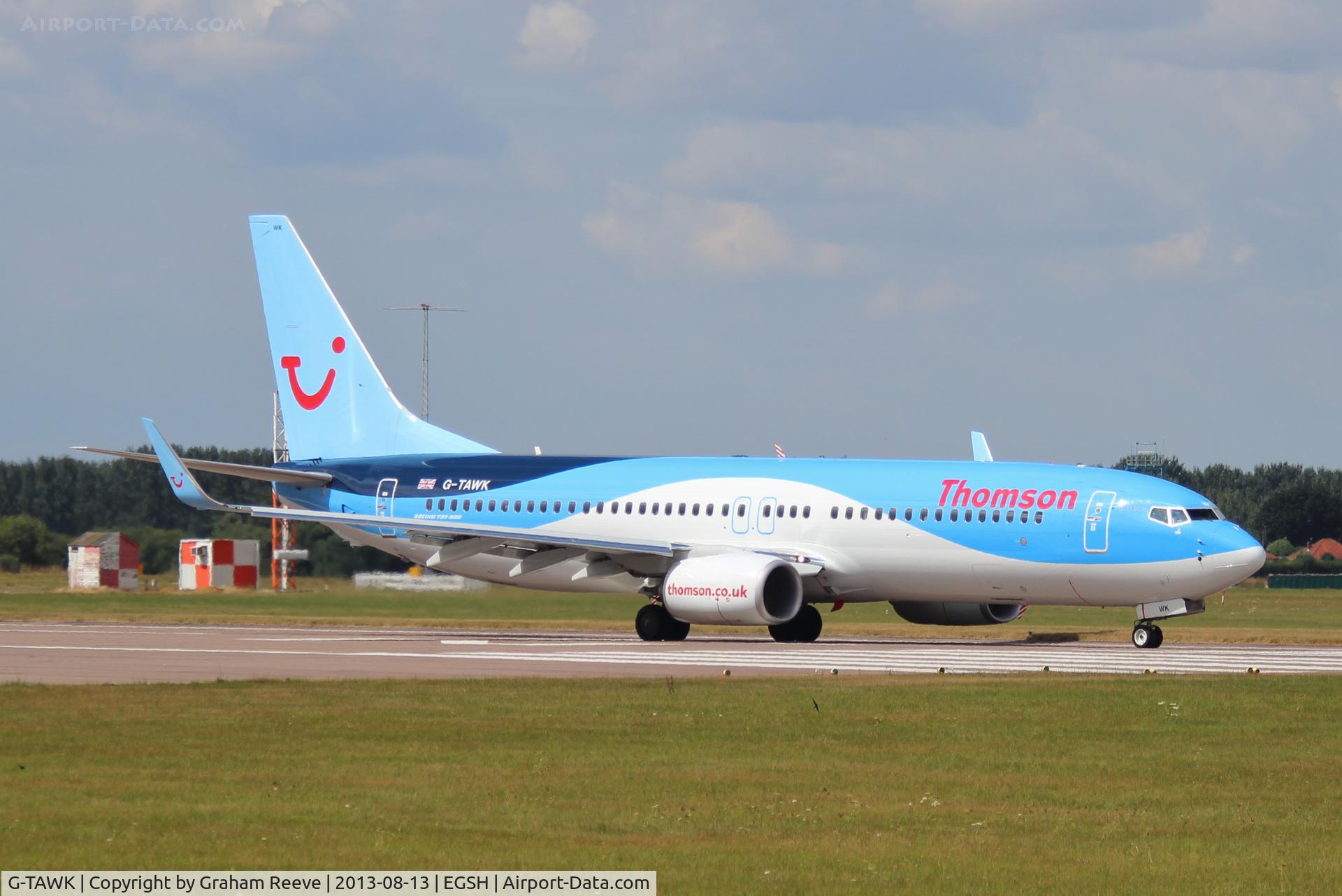 G-TAWK, 2012 Boeing 737-8K5 C/N 37239, About to depart.
