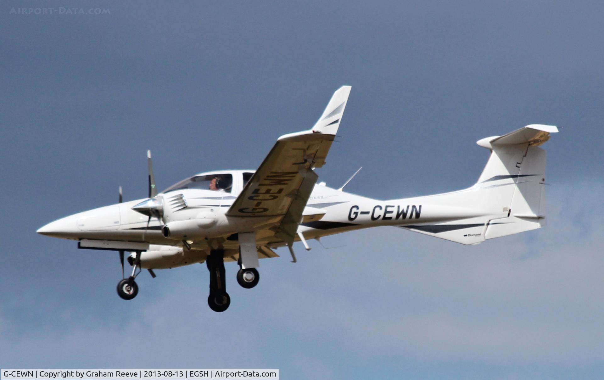 G-CEWN, 2007 Diamond DA-42 Twin Star C/N 42.316, About to land.