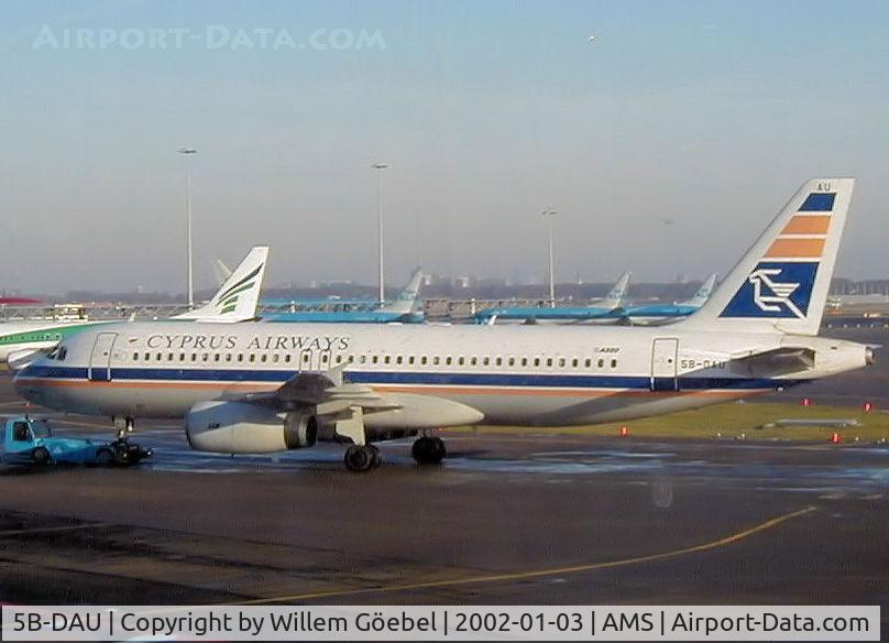 5B-DAU, 1988 Airbus A320-231 C/N 035, Push back from the gate on Schiphol Aiorport