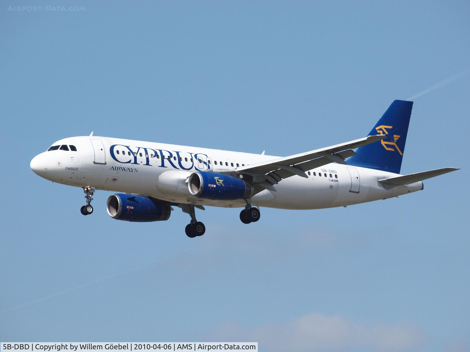 5B-DBD, 1992 Airbus A320-231 C/N 316, Landing on runway C18 of Schiphol Airport