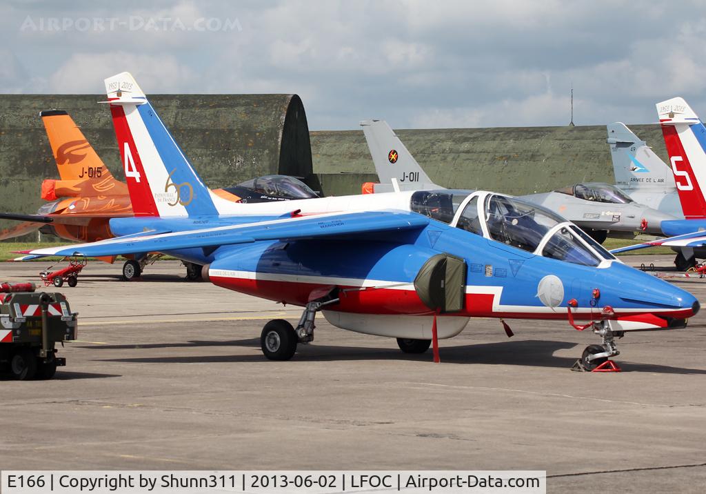 E166, Dassault-Dornier Alpha Jet E C/N E166, Parked during LFOC Open Day 2013 before PdF Airshow... Additional 60th anniversary patch...