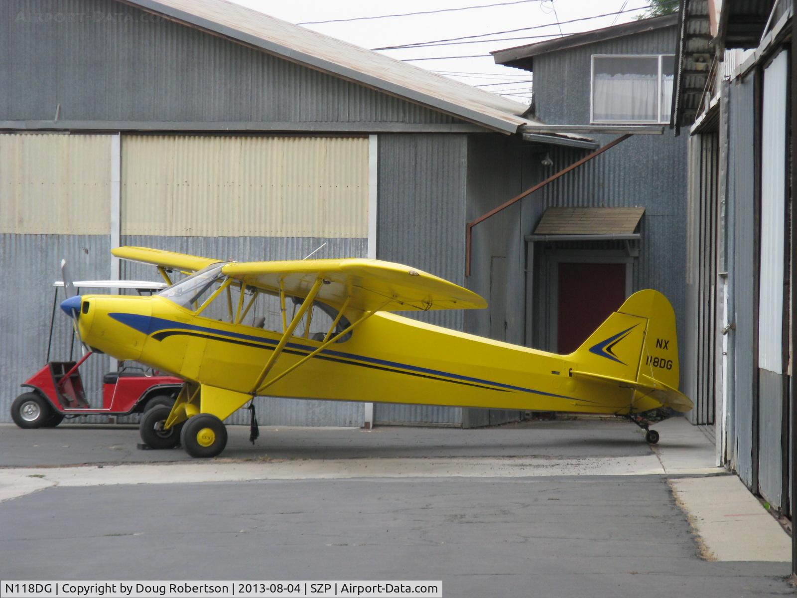 N118DG, 2008 Piper PA-18 Replica C/N 001, 2008 Ganzer XPA18, Continental O-200 100 Hp, at hangar ramp