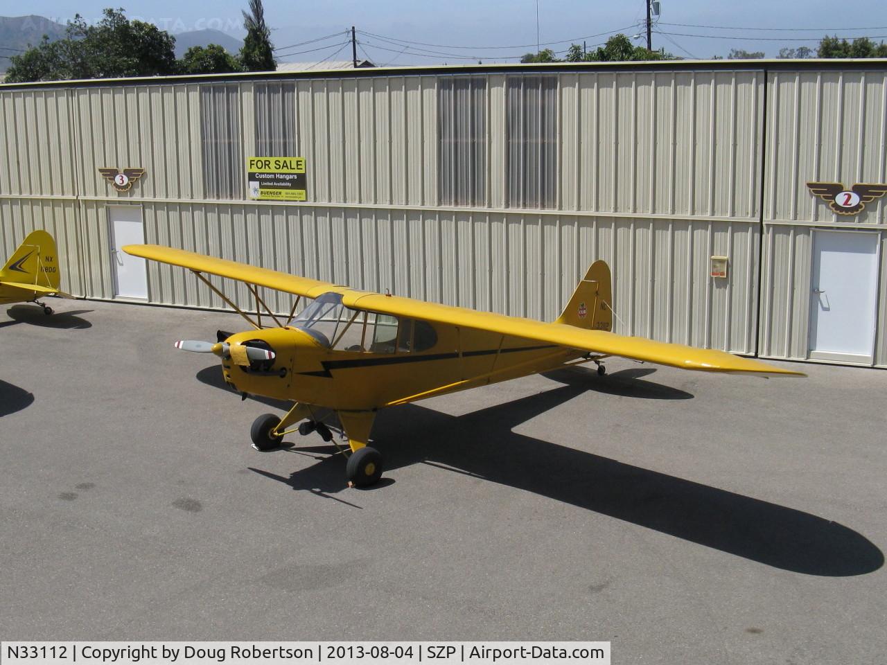 N33112, 1940 Piper J3C-65 Cub Cub C/N 5830, 1940 Piper J3C-65 CUB, Continental C90 90 Hp upgrade, on Aviation Museum of Santa Paula ramp