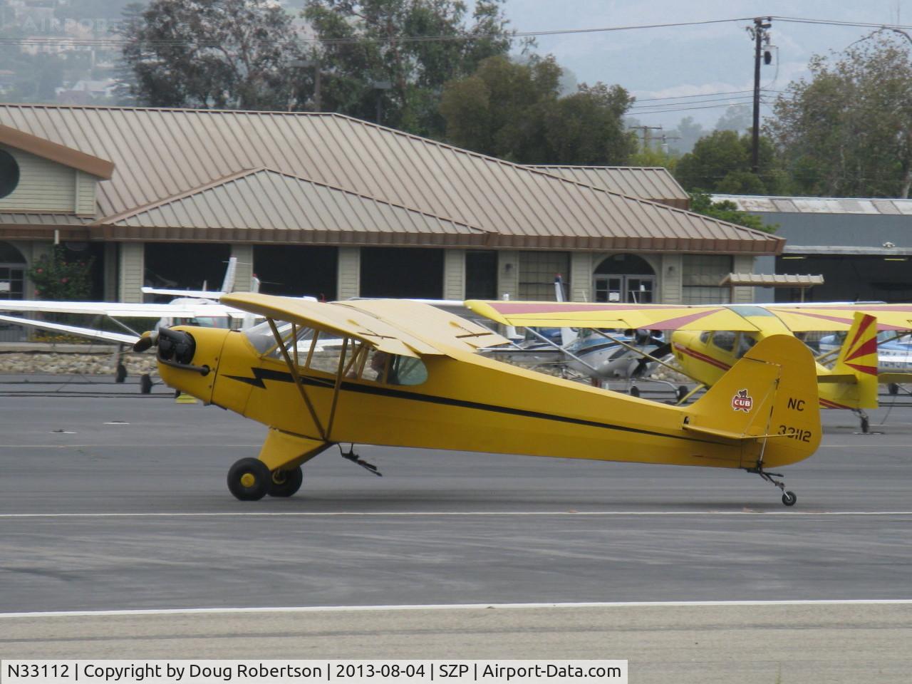N33112, 1940 Piper J3C-65 Cub Cub C/N 5830, 1940 Piper J3C-65 CUB, Continental C90 90 Hp upgrade, taxi to museum ramp