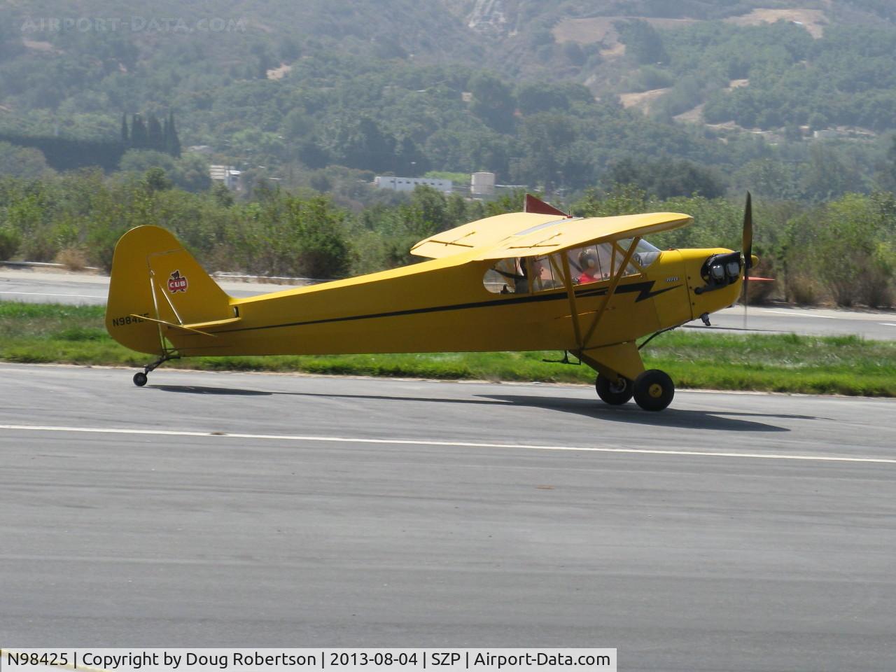 N98425, 1946 Piper J3C-65 Cub Cub C/N 18612, 1946 Piper J3C-65 CUB, Continental C90 90 Hp upgrade, landing roll Rwy 22
