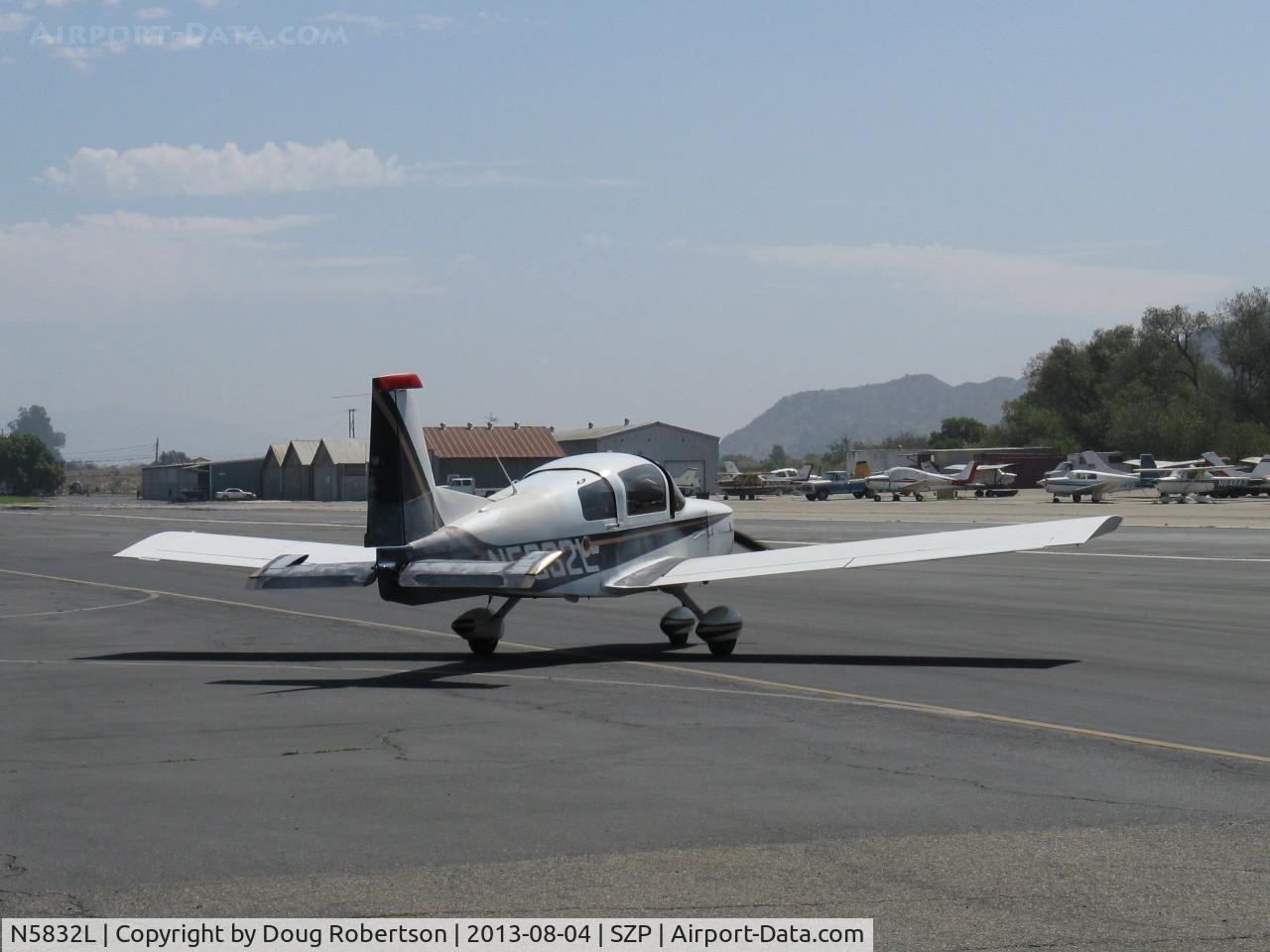 N5832L, 1972 American AA-5 C/N AA5-0232, 1972 American Aviation AA-5 TRAVELER, Lycoming O-320-E2G 150 Hp, taxi to 22