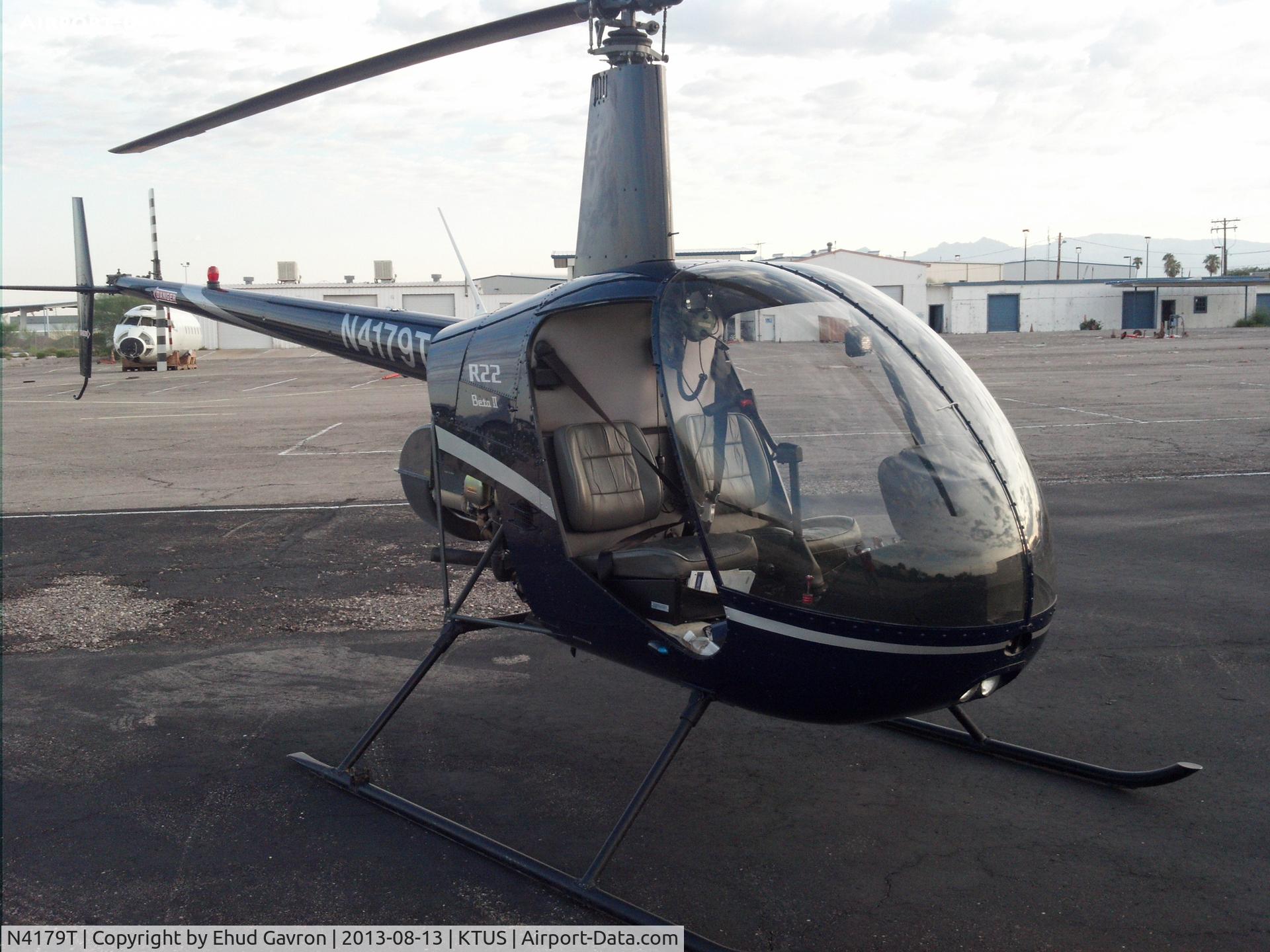 N4179T, 2008 Robinson R22 Beta C/N 4398, N4179T from Scottsdale Heli visiting Southwest Heli in Tucson to drop off a passenger.