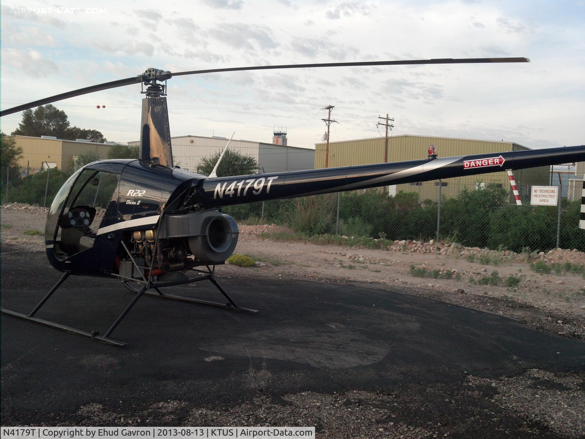 N4179T, 2008 Robinson R22 Beta C/N 4398, Scottsdale Heli's N4179T hanging out at Southwest Heli in Tucson after taking a pax for a photo flight around the University of Arizona.
