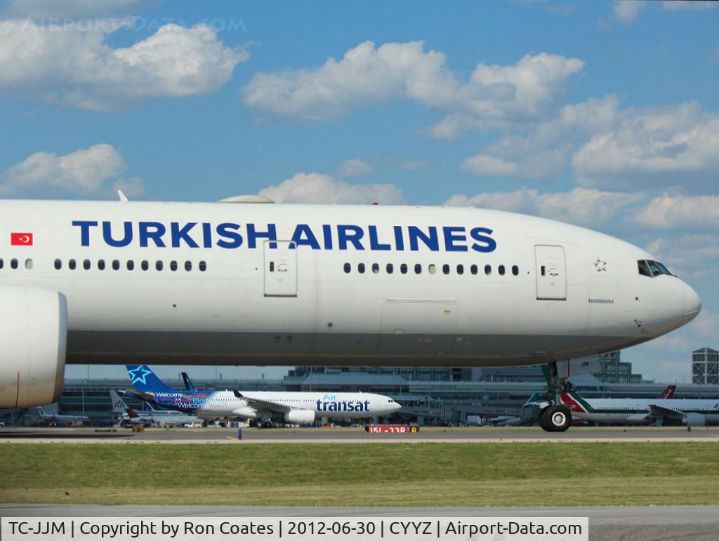 TC-JJM, 2011 Boeing 777-3F2/ER C/N 40794, This Turkish Airlines 777 is taxiing to its gate after landing on runway 33L at Toronto Int'l Airport