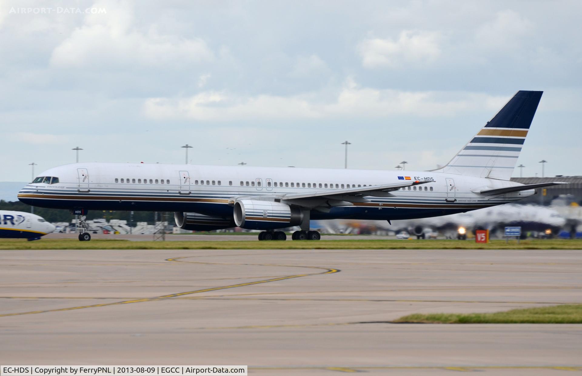 EC-HDS, 1999 Boeing 757-256 C/N 26252, Privilage Style B752 operating a flight on behalf of Jet2 out of MAN.