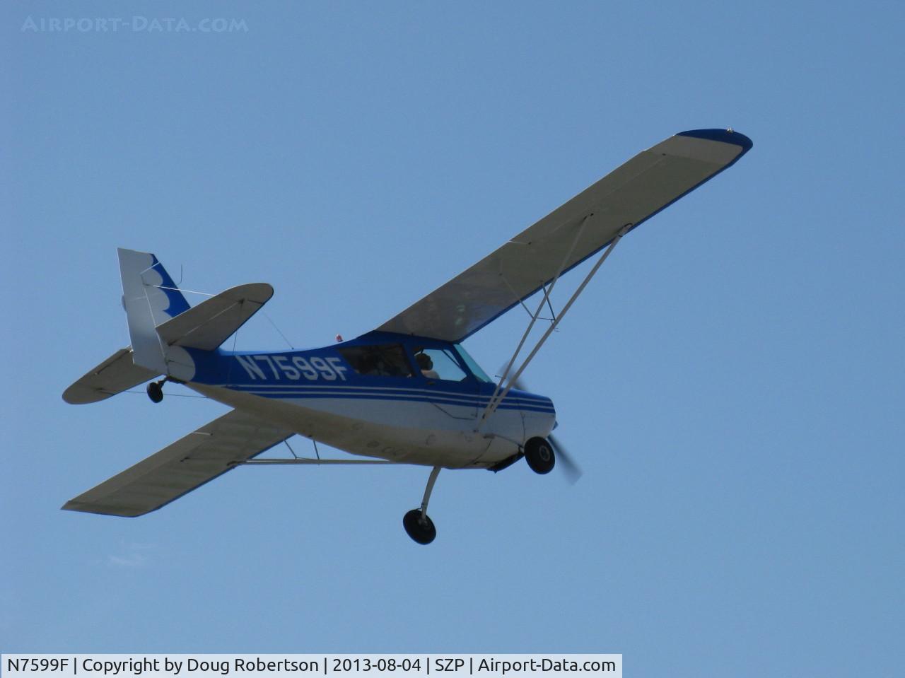 N7599F, 1970 Champion 7ECA Citabria C/N 745-70, 1970 Champion 7ECA CITABRIA, Lycoming O-235 115 Hp, takeoff climb Rwy 22, Young Eagles Flight