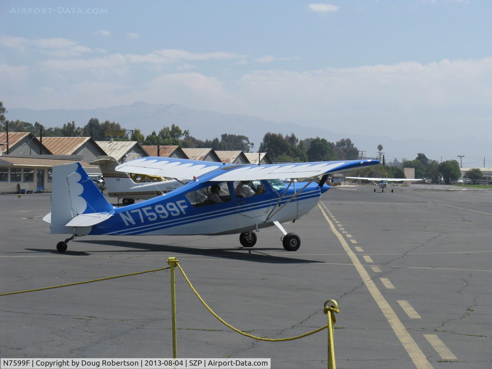N7599F, 1970 Champion 7ECA Citabria C/N 745-70, 1970 Champion 7ECA CITABRIA, Lycoming O-235 115 Hp, taxi to Rwy 22, Young Eagles Flight.