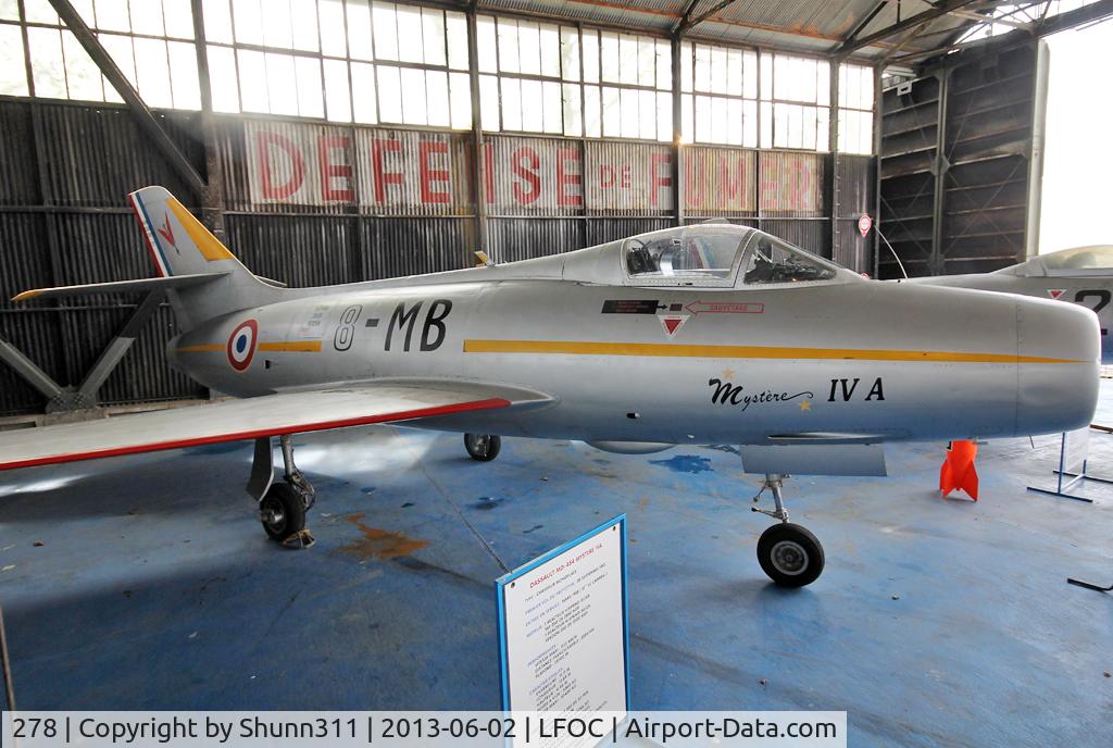 278, Dassault Mystere IVA C/N 278, Preserved in Canopee Museum and seen during LFOC Open Day 2013...