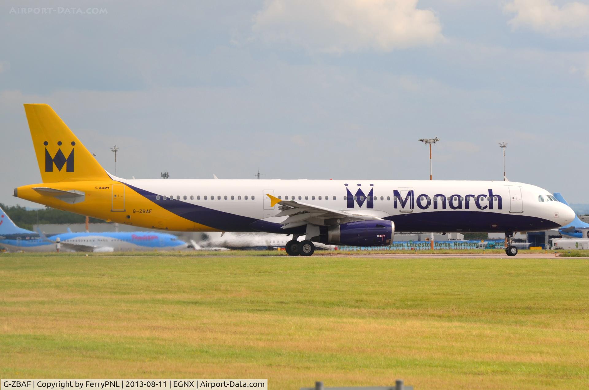 G-ZBAF, 2006 Airbus A321-231 C/N 2730, Monarch A321 vacating the runway in EMA