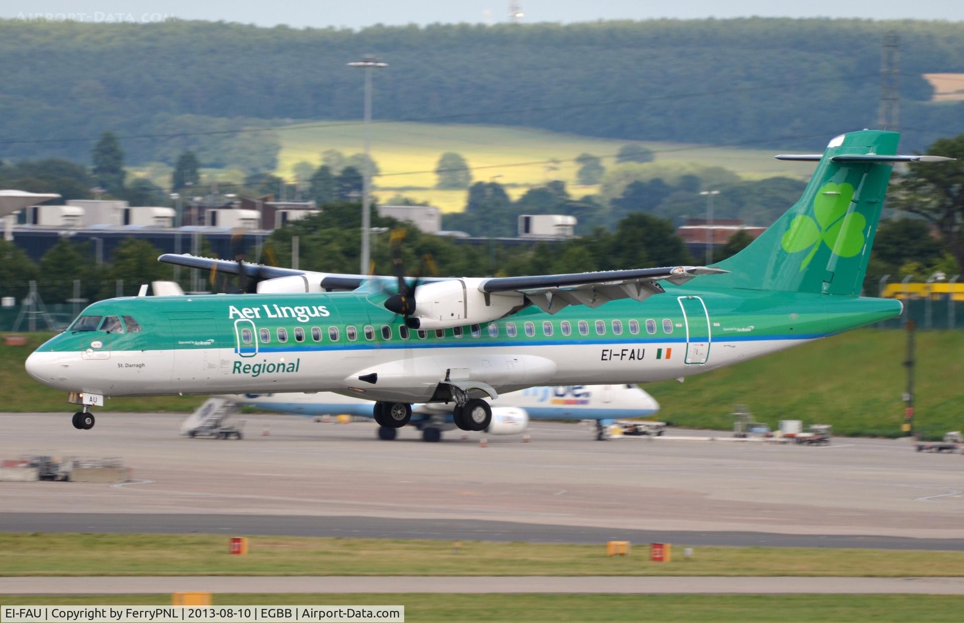 EI-FAU, 2013 ATR 72-600 (72-212A) C/N 1098, New EI ATR72 landing in BHX, delivered 7/26/2013