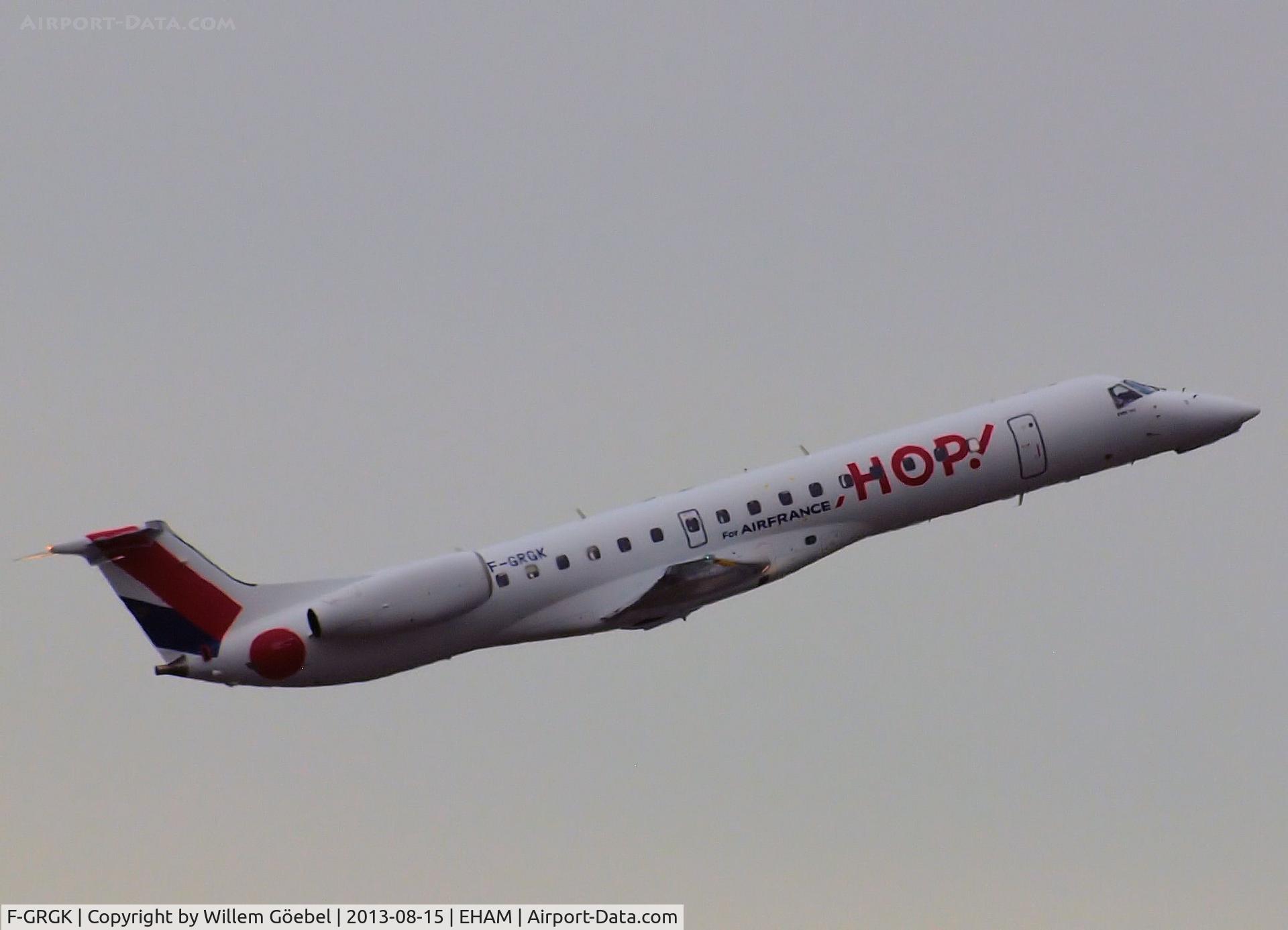F-GRGK, 2000 Embraer EMB-145EU (ERJ-145EU) C/N 145324, Take off from runway L18 of schiphol Airport in new colours