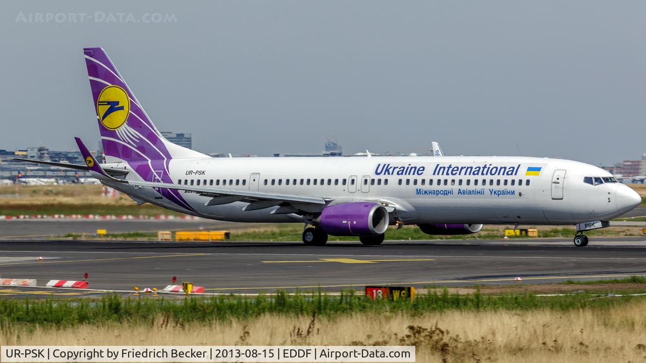 UR-PSK, 2009 Boeing 737-94X/ER C/N 36086, departure from Frankfurt