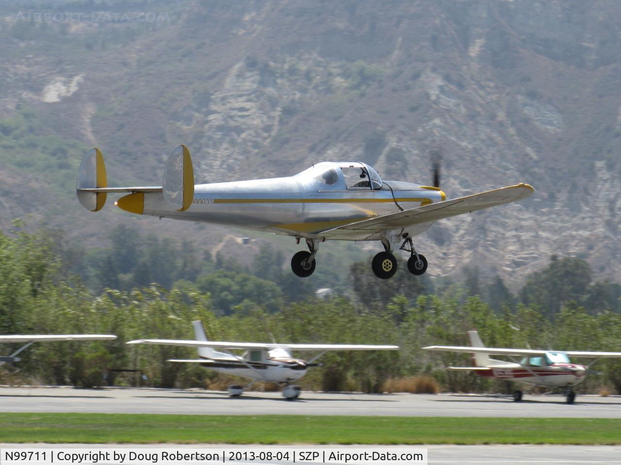 N99711, 1946 Erco 415D Ercoupe C/N 2334, 1946 ERCO Ercoupe 415-D, Continental O-200 100 Hp upgrade, takeoff climb Rwy 22