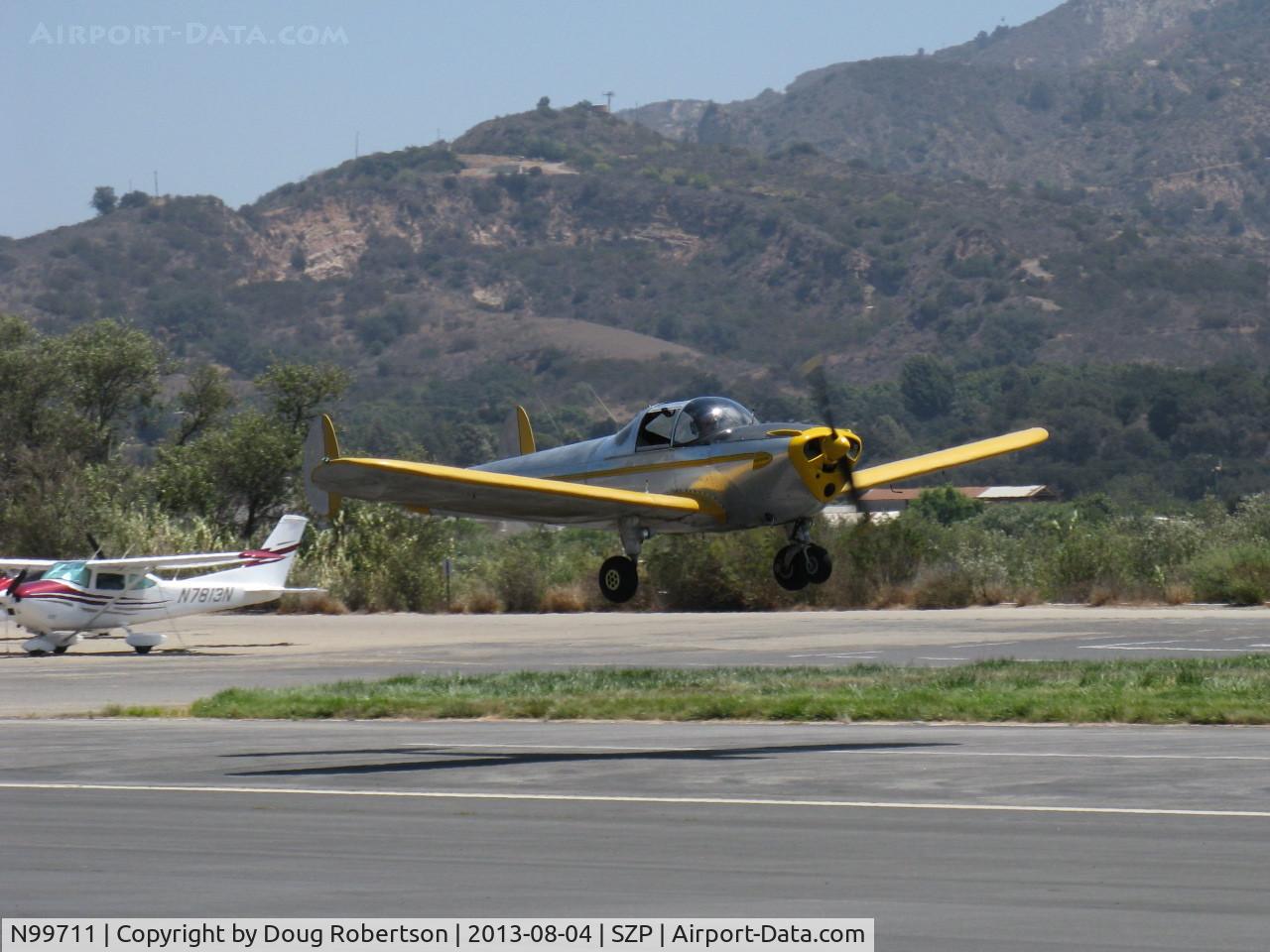 N99711, 1946 Erco 415D Ercoupe C/N 2334, 1946 ERCO Ercoupe 415-D, Continental O-200 100 Hp upgrade, takeoff climb Rwy 22