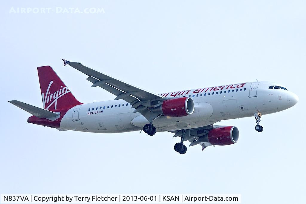 N837VA, 2010 Airbus A320-214 C/N 4558, Overhead Balboa Park on approach to San Diego International , California