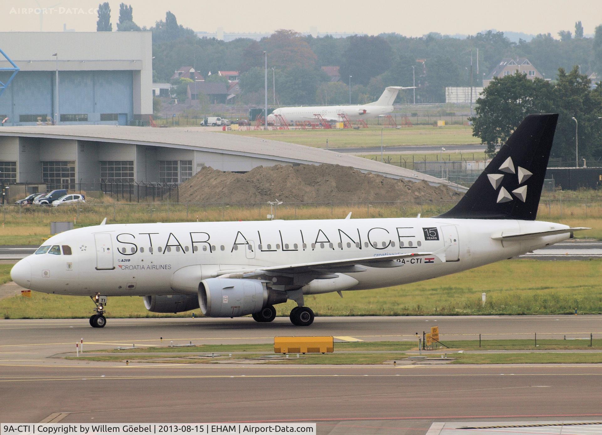 9A-CTI, 1999 Airbus A319-112 C/N 1029, Taxi to the gate with new sticker 15Year on Schiphol Airport
