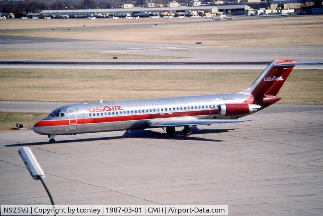 N925VJ, 1981 Douglas DC-9-31 C/N 48145, McDonnell Douglas  DC-9-31  N925VJ C/n 48154  Year Built 1981 Deregistered 08-26-2002 @ Port Columbus (CMH) Mar 87