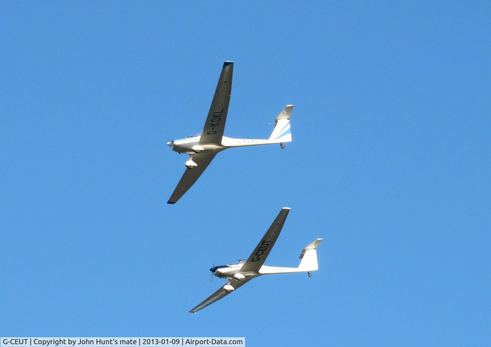 G-CEUT, 1987 Hoffmann H-36 Dimona C/N 36270, G-CEUT in formation with G-KOKL