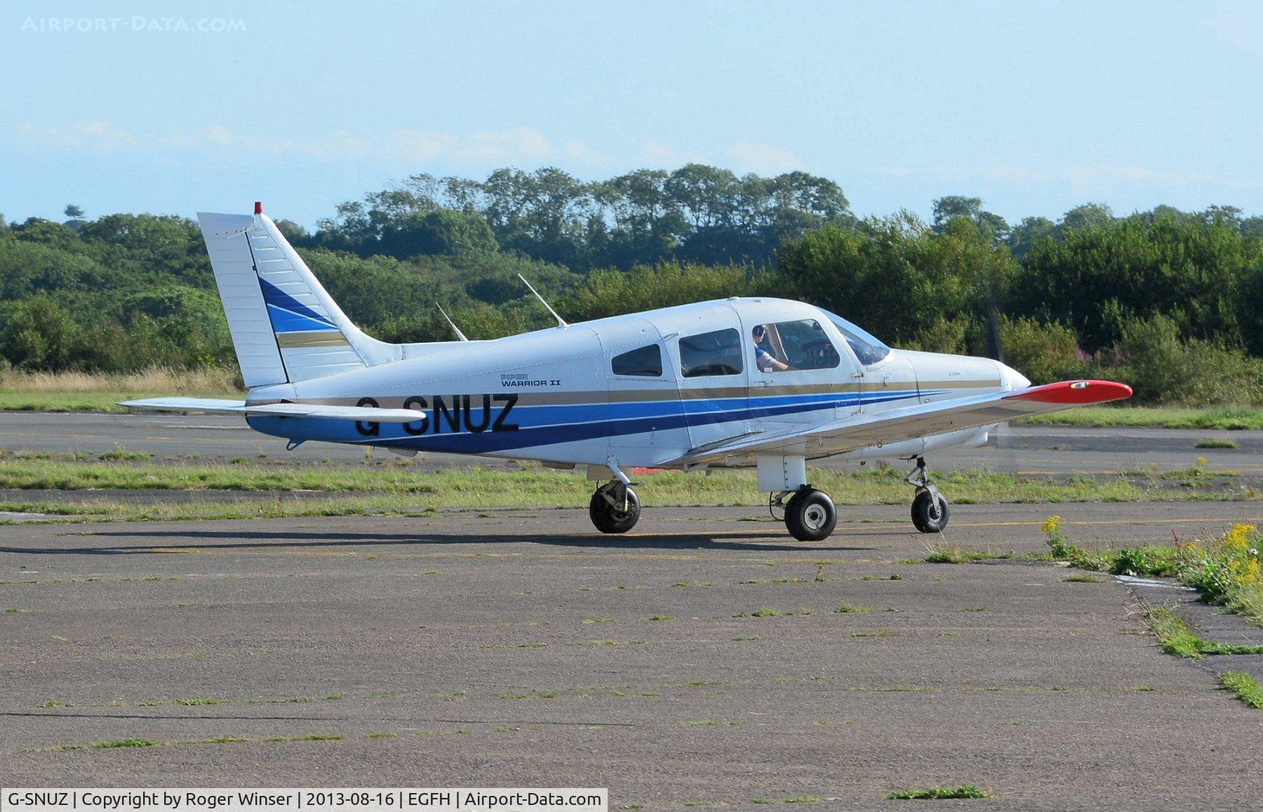 G-SNUZ, 1983 Piper PA-28-161 Cherokee Warrior II C/N 28-8416021, Visiting Cherokee Warrior II operated by Freedom Aviation. Previously registered G-PSFT and G-BPDS. 