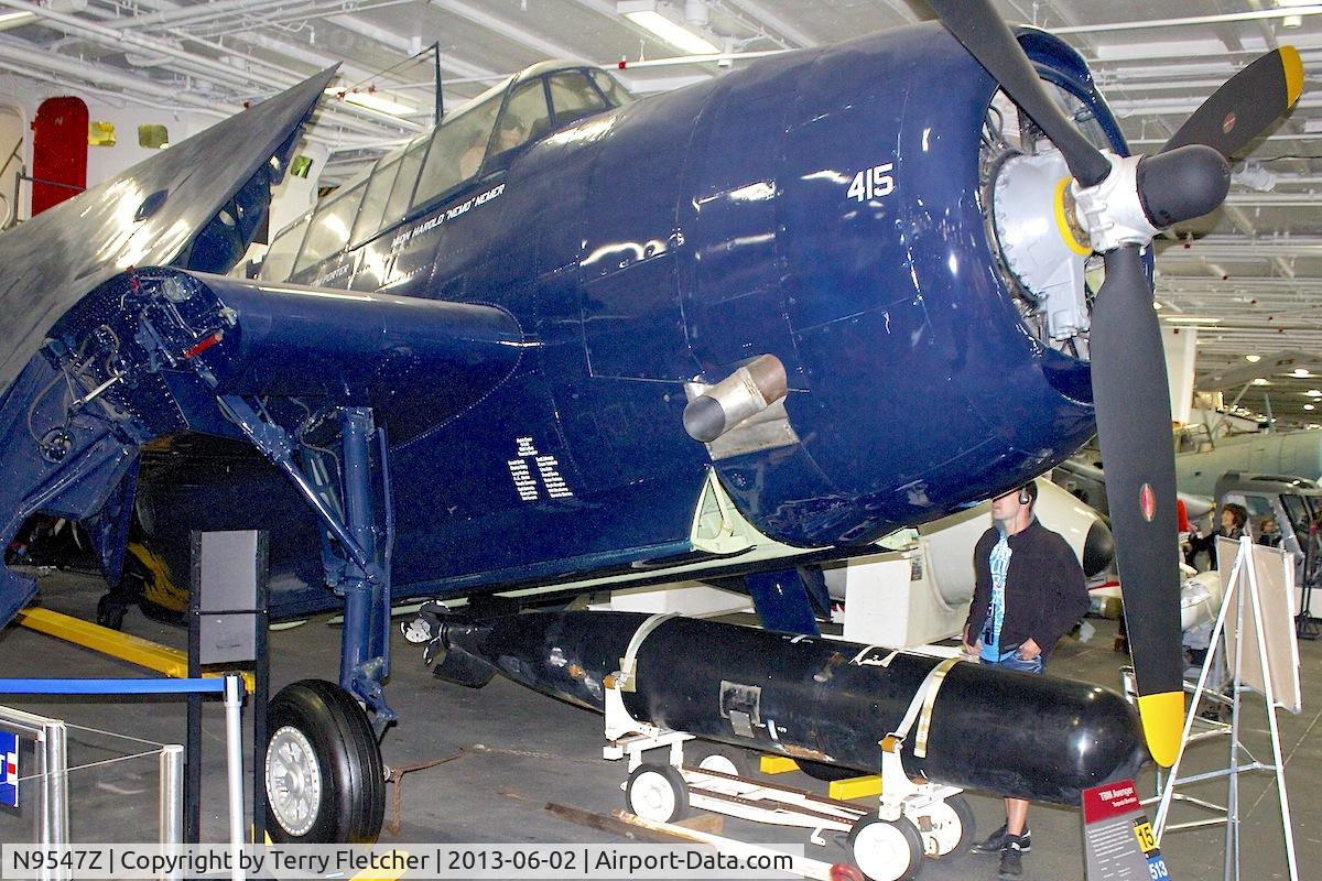 N9547Z, Grumman TBM-3E Avenger C/N 85957, Displayed aboard the USS Midway on San Diego Waterfront, California