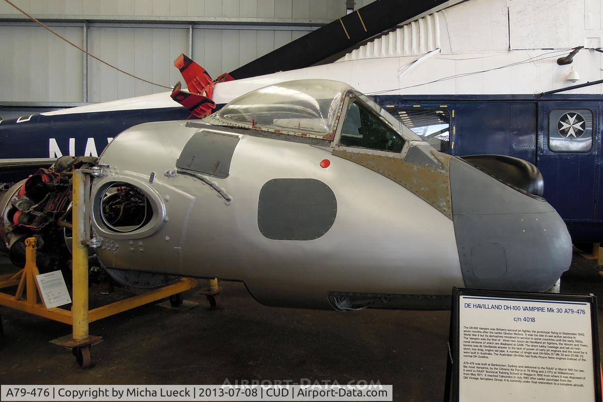 A79-476, De Havilland Australia DH-100 Vampire F.30 C/N DHA4018, At the Queensland Air Museum, Caloundra