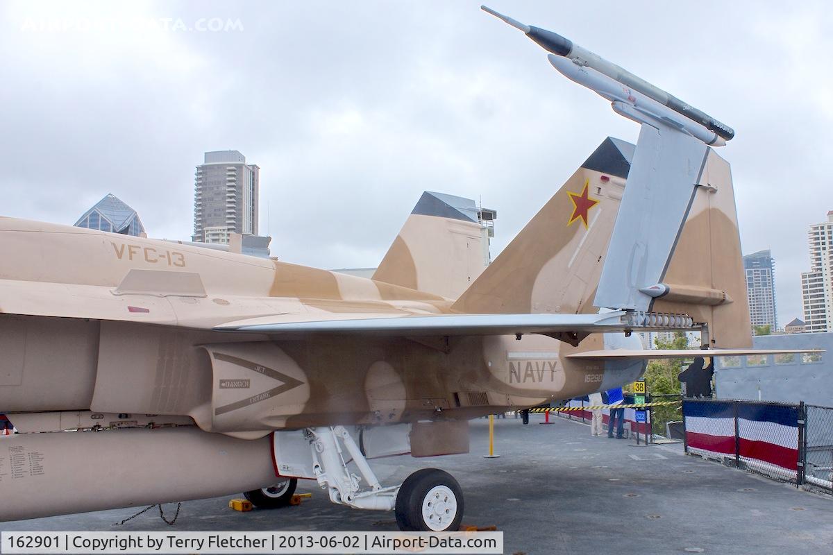 162901, McDonnell Douglas F/A-18A Hornet C/N 0455/A374, Displayed on the USS Midway on the Waterfront at San Diego , California