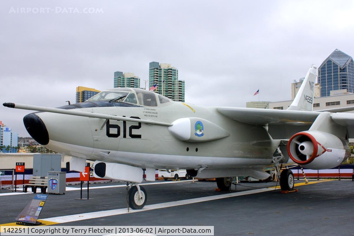 142251, Douglas EKA-3B Skywarrior C/N 11577, Displayed on the USS Midway on the Waterfront at San Diego , California
