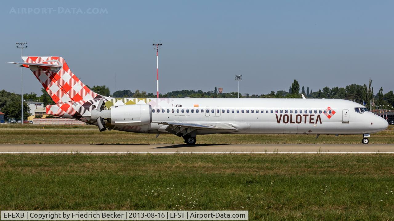 EI-EXB, 2003 Boeing 717-2BL C/N 55173, decelerating after touchdown at Strasbourg