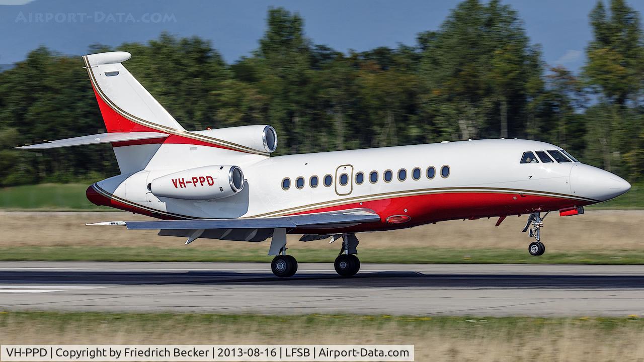 VH-PPD, 2000 Dassault Falcon 900C C/N 185, touchdown at Basel