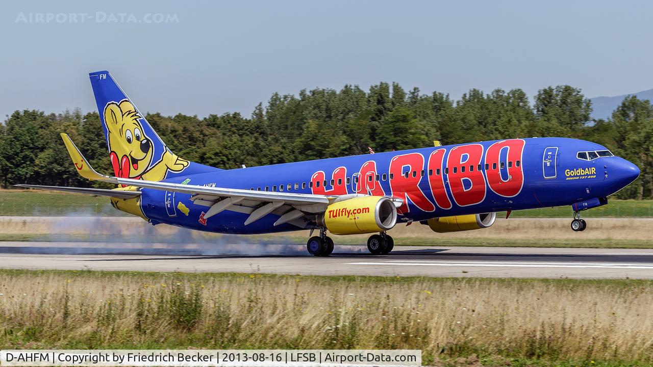 D-AHFM, 2000 Boeing 737-8K5 C/N 27986, touchdown at Basel