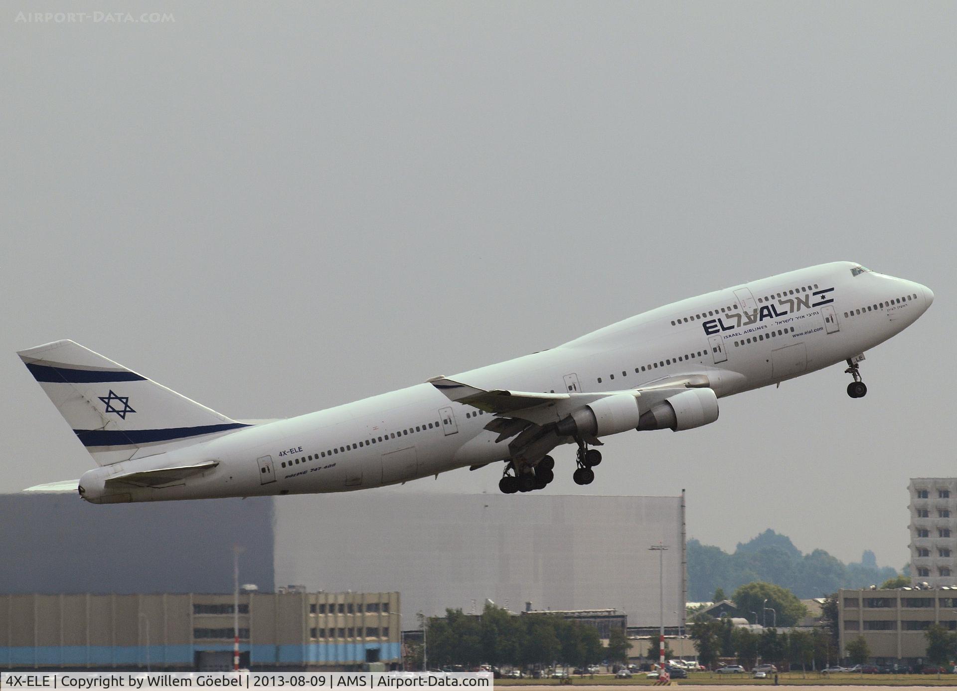 4X-ELE, 1994 Boeing 747-412 C/N 26551, Take off from runway L18 of Schiphol Airport