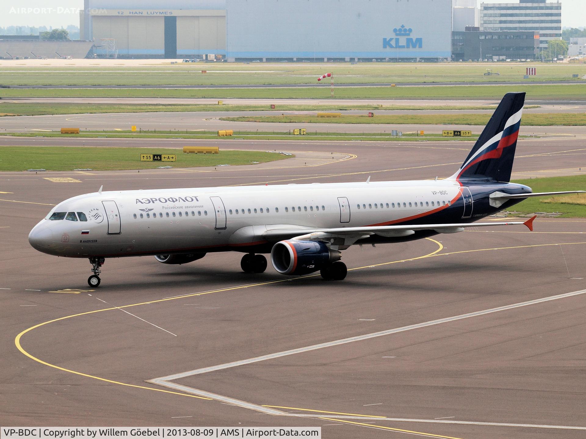 VP-BDC, 2012 Airbus A321-211 C/N 5271, Taxi to the gate of Schiphol Airport