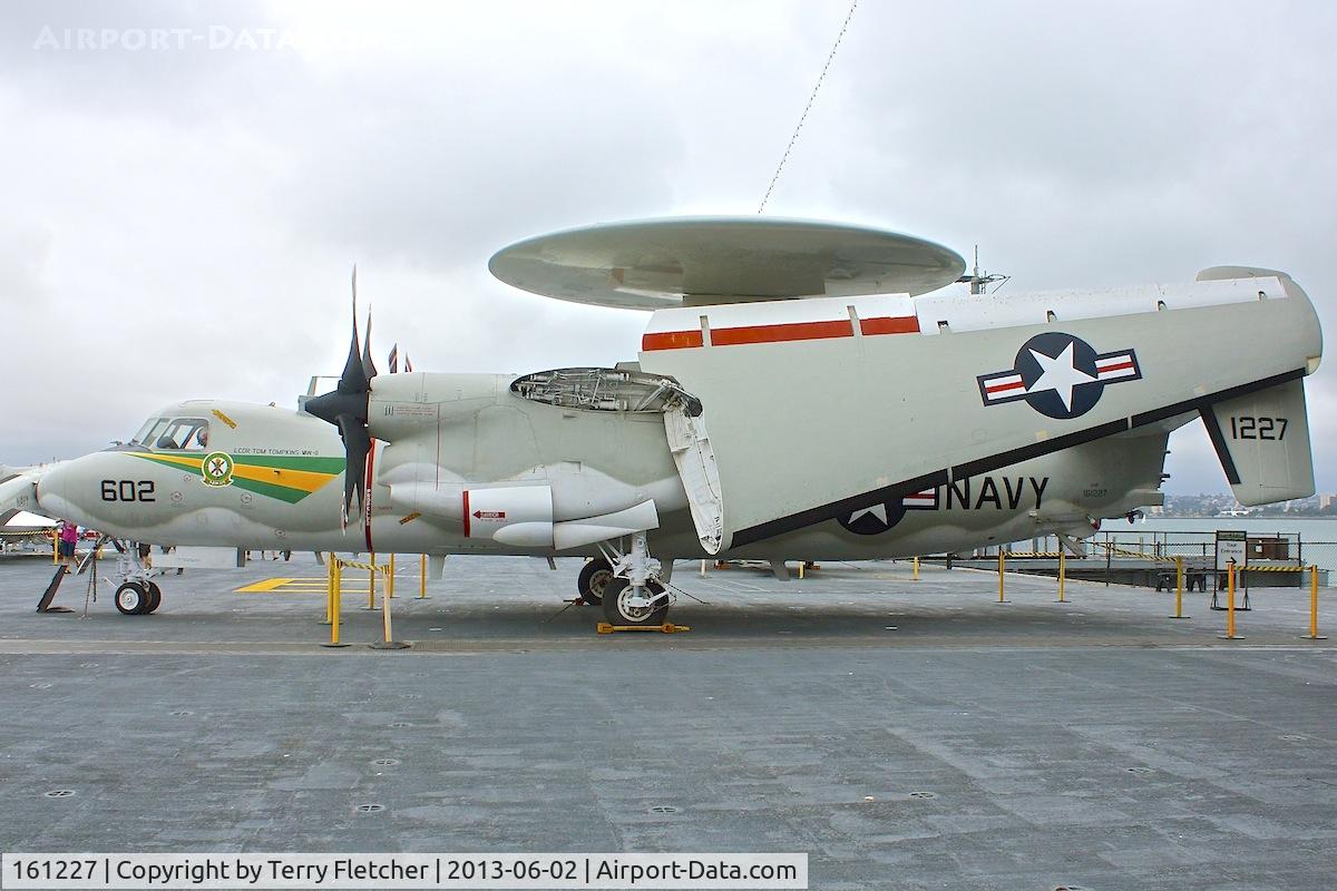 161227, Grumman E-2C Hawkeye C/N A067, Displayed on the USS Midway on the waterfront at San Diego, California