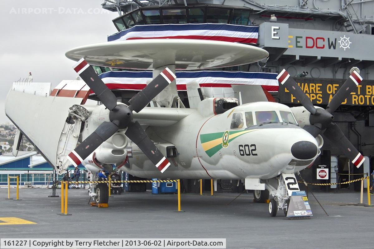 161227, Grumman E-2C Hawkeye C/N A067, Displayed on the USS Midway on the waterfront at San Diego, California