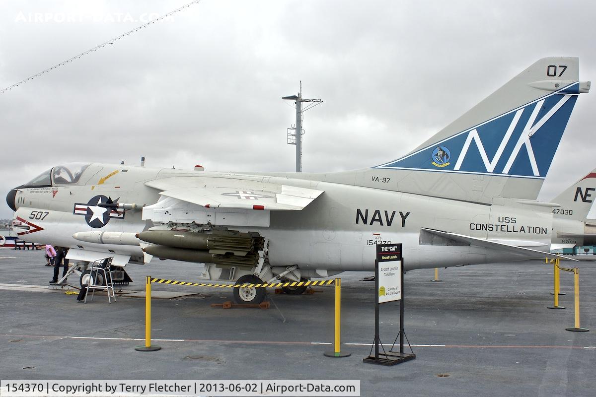 154370, LTV A-7B Corsair II C/N B-010, Displayed on the USS Midway on the waterfront at San Diego, California