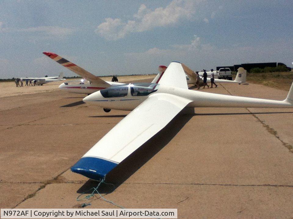 N972AF, 1986 Schleicher ASK-21 C/N 21320, This ASK-21 came from the USAF Academy for the NM wing 2013 Wing Glider Encampment