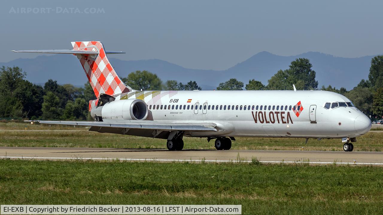 EI-EXB, 2003 Boeing 717-2BL C/N 55173, decelerating after touchdown at Strasbourg