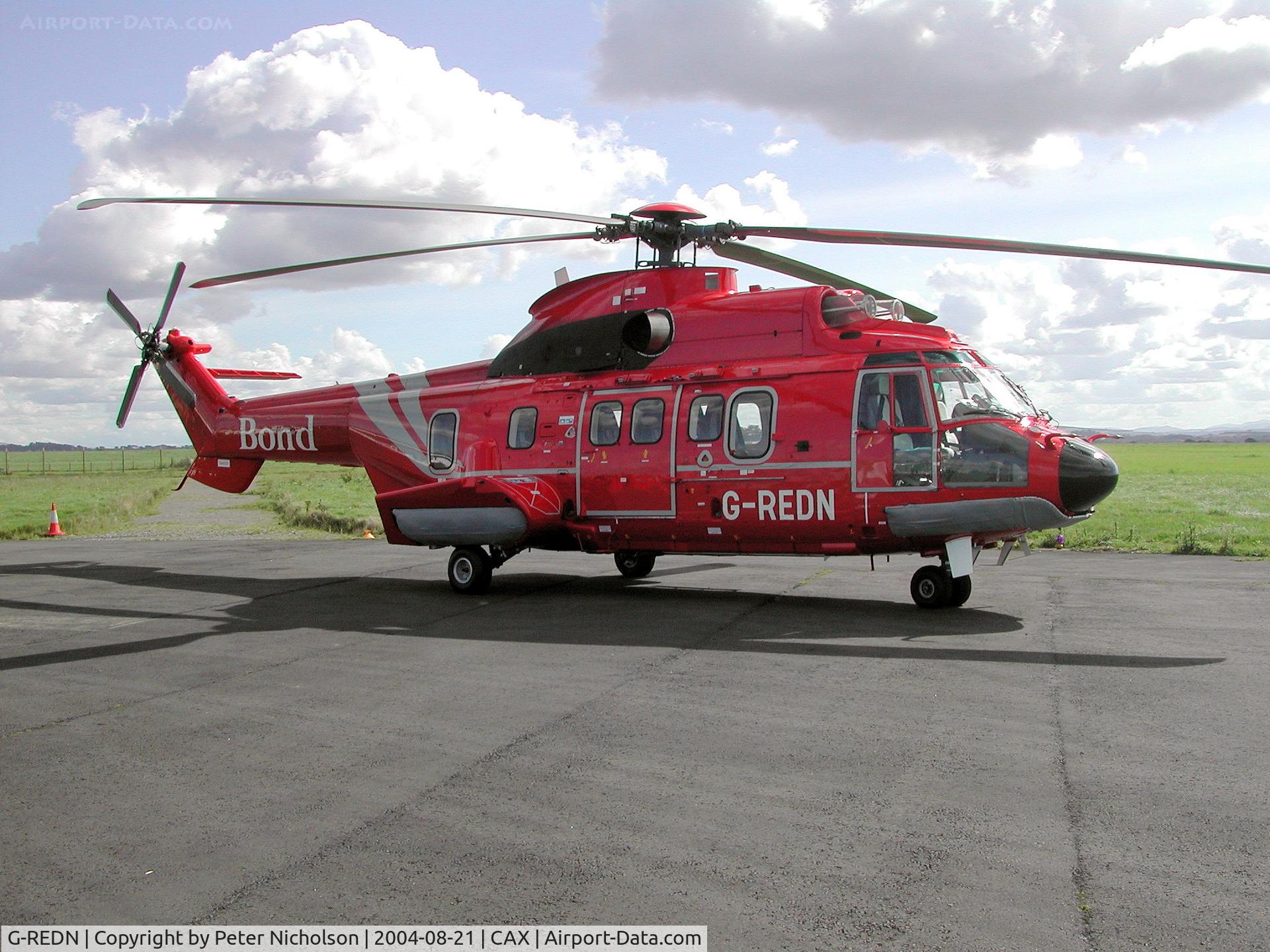 G-REDN, 2004 Eurocopter AS-332L-2 Super Puma C/N 2616, This AS-332L2 Super Puma of Bond Helicopters staged through Carlisle on delivery flight to Aberdeen in August 2004.