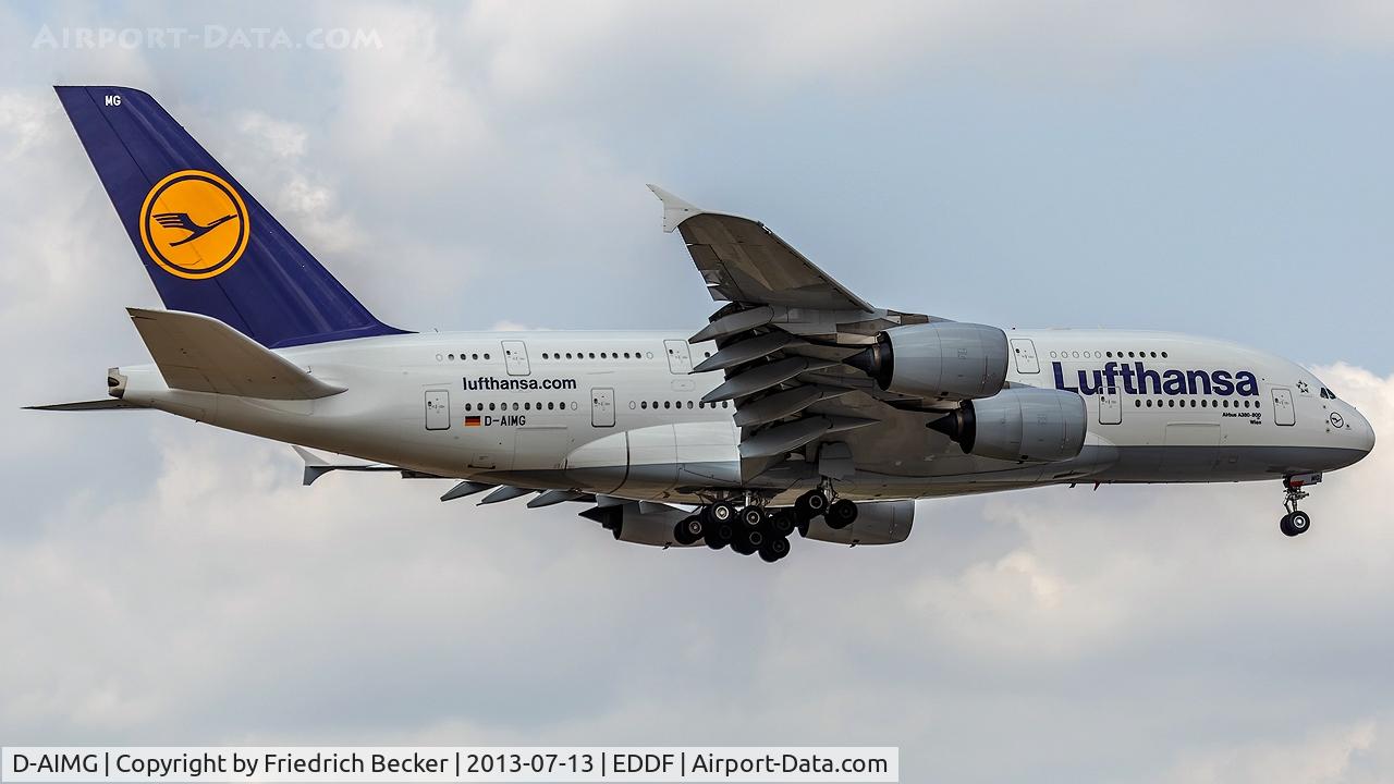 D-AIMG, 2011 Airbus A380-841 C/N 069, on final RW07R